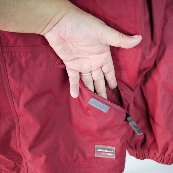 Eddie Bauer WeatherEdge Women’s Size L Coat Fleece Lining Red Removable Hood - Picture 9 of 16
